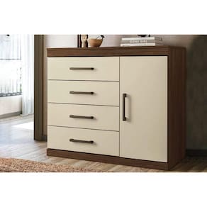 Cômoda Solteiro 1.4 Plus c/ 1 Porta e 4 Gavetas Jatobá/Areia - Santos Andirá