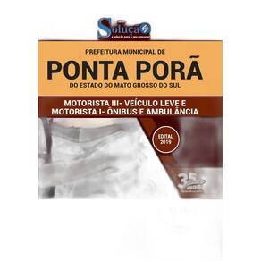 Apostila Prefeitura De Ponta Porã Ms - Motorista I E Iii