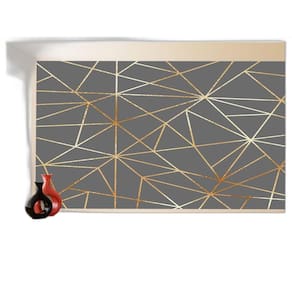 Papel De Parede 3D Geométrico Fundo Cinza Riscos 3,5M Gmt12