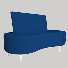 Sofá 2 Lugares Feijão Organico Pes Metal Cromados 140cm Marinho