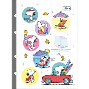 Refil Caderno Argolado Colegial c/ Adesivos (SNOOPY) Tiliflex 80 Folhas - Tilibra
