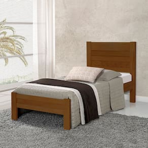 Cama com Colchão Solteiro Lara Madeira - Castanho