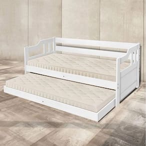 Sofá Cama Solteiro de Madeira Retrô Branca