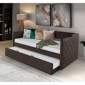 Sofá Cama Madeira Vintage Dubai Revestimento Veludo Marrom Pavia Atraente Móveis