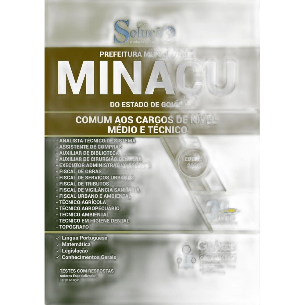 Apostila Concurso Minaçu GO - Comum Nível Médio e Técnico