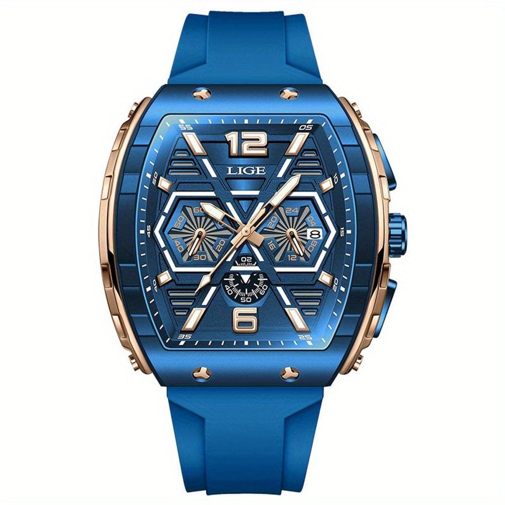 Relógio Multifuncional para Homens com Pulseira de Silicone Display Luminoso Impermeável 3atm