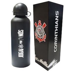 Garrafa Corinthians Squeeze Alumínio Preto Fosco 500ml Oficial