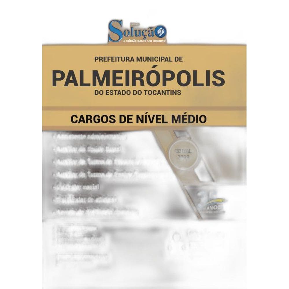 Apostila Prefeitura Palmeirópolis To - Cargos De Nível Médio