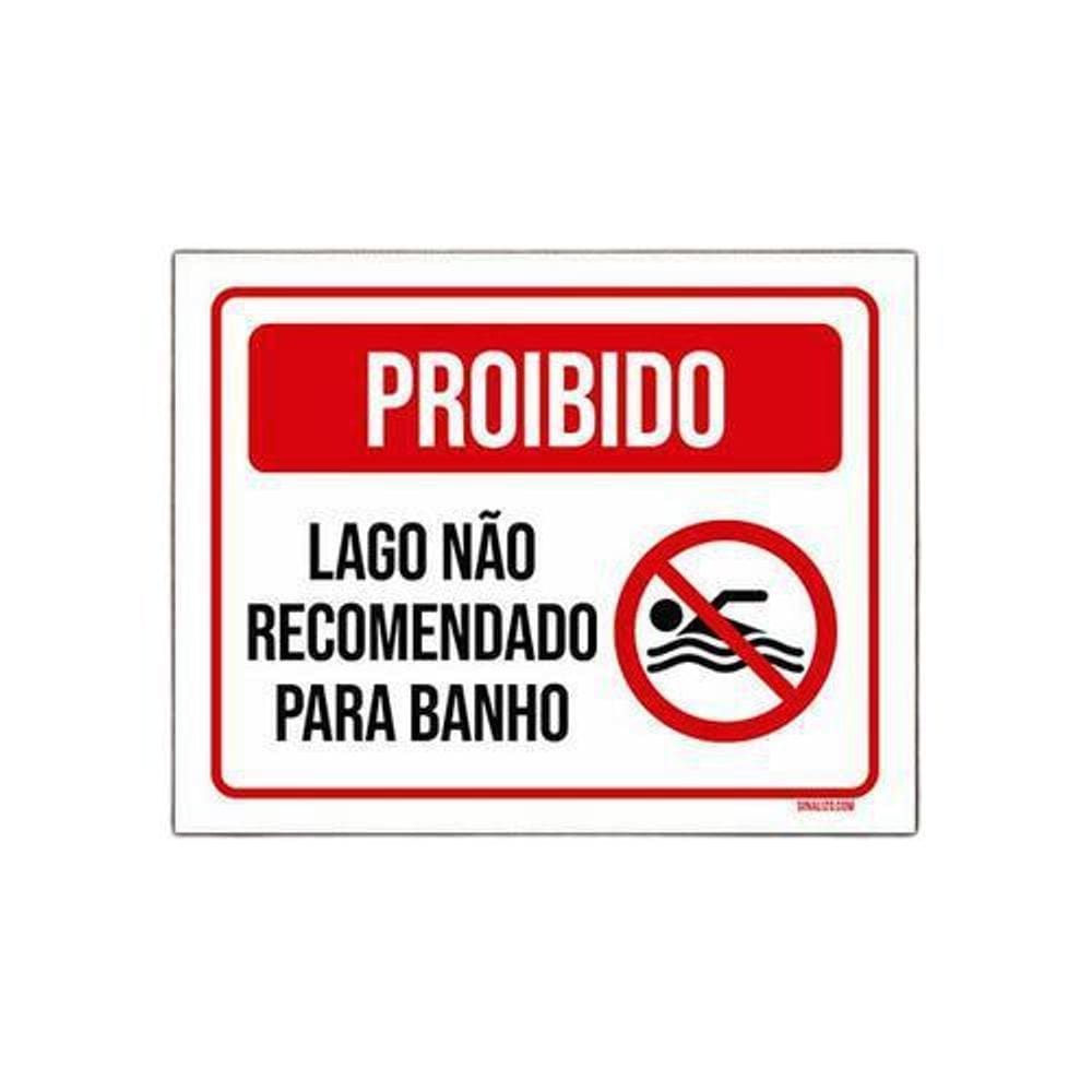 Placa Proibido Lago Não Recomendado Para Banho 36X46