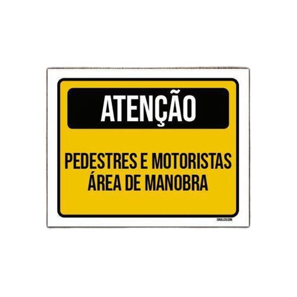 Kit 5 Placas Atenção Pedestres E Motoristas Área Manobra