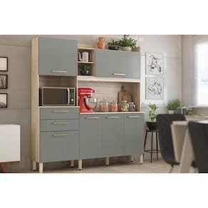 Cozinha Modulada Completa Select c/ 6 Portas e 2 Gavetas 178x194 Avena/Menta - Demóbile
