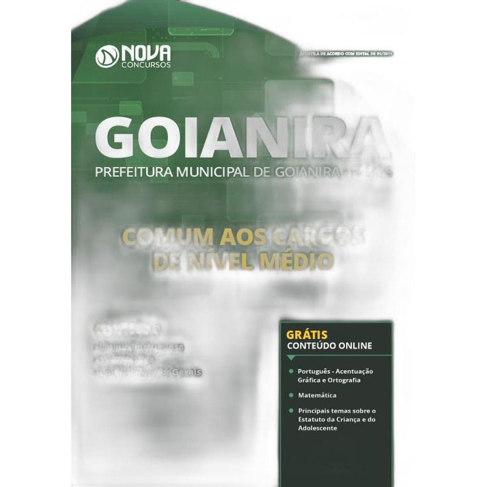 Apostila Goianira GO 2019 Comum Nível Médio