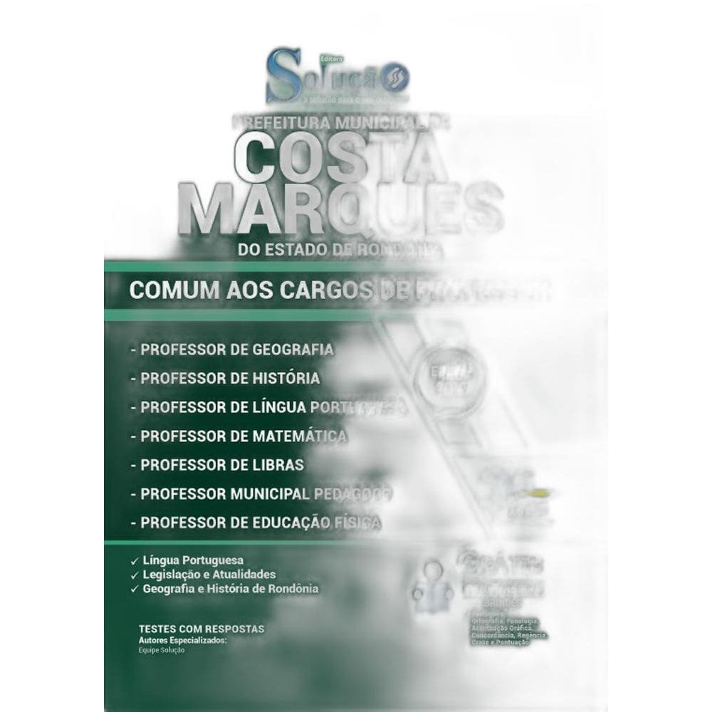 Apostila Costa Marques Ro - Professor Municipal Pedagogo