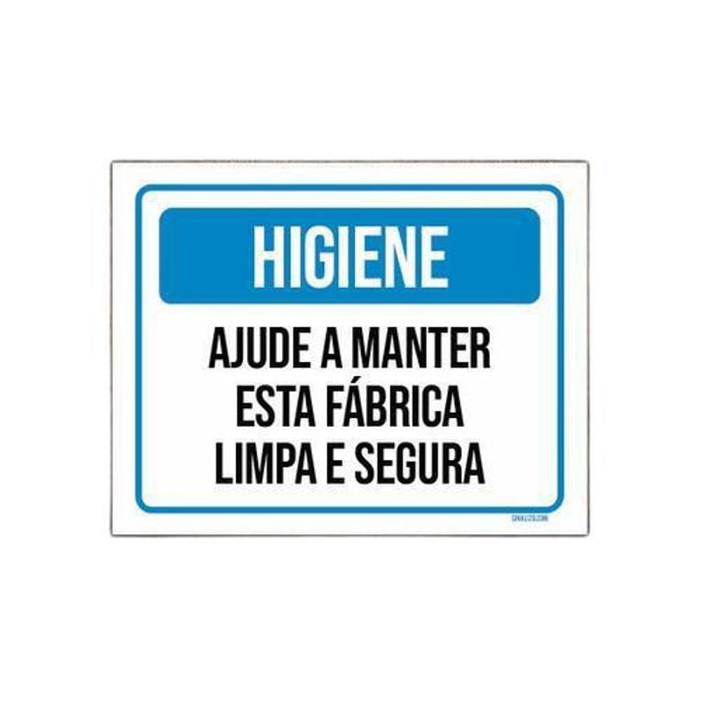 Kit 10 Placas Higiene Ajude Manter Esta Fábrica Limpa Segura