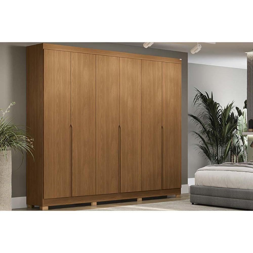 Guarda Roupa Casal 6 Portas e 4 Gavetas c/ Pés CB02R582 Canela - Kappesberg
