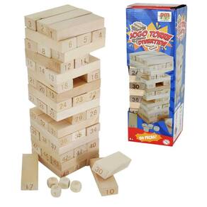 Jogo Caiu Perdeu Torre Madeira Equilíbrio Brinquedo Dm Toys