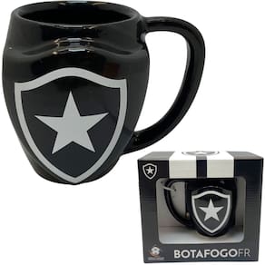 Caneca Botafogo Formato 3D Escudo Estrela Solitária Porcelana 270ml Oficial