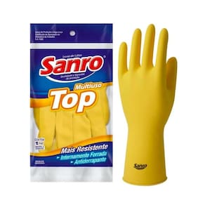 Luva de Látex Multiuso Top Reforçada P Amarela Sanro