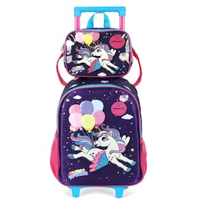 Kit Mochila Infantil Unicórnio Reforçada e Lancheira Térmica