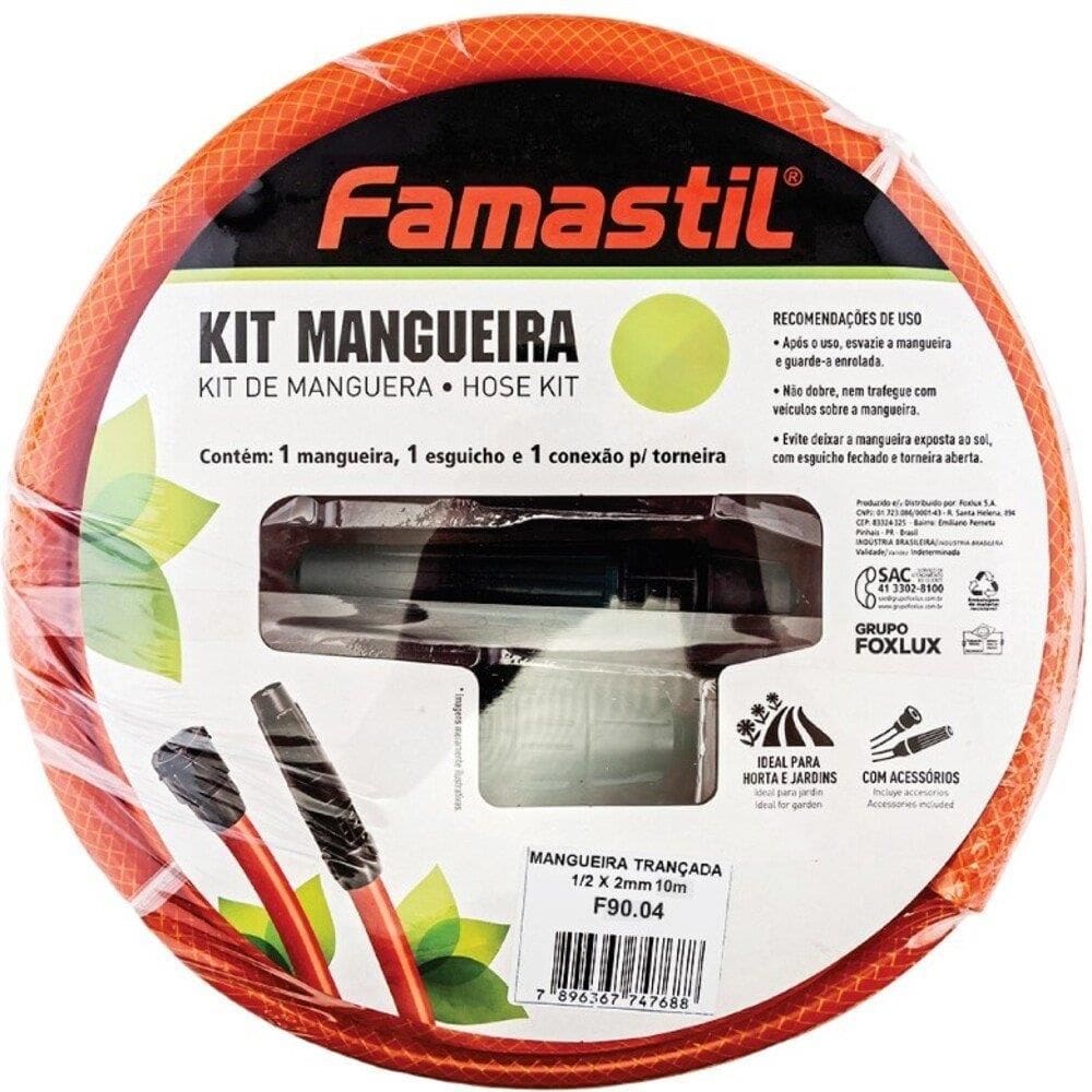 Mangueira de Jardim Famastil | Trançada Com Kit 1/2X2mm Laranja 10m