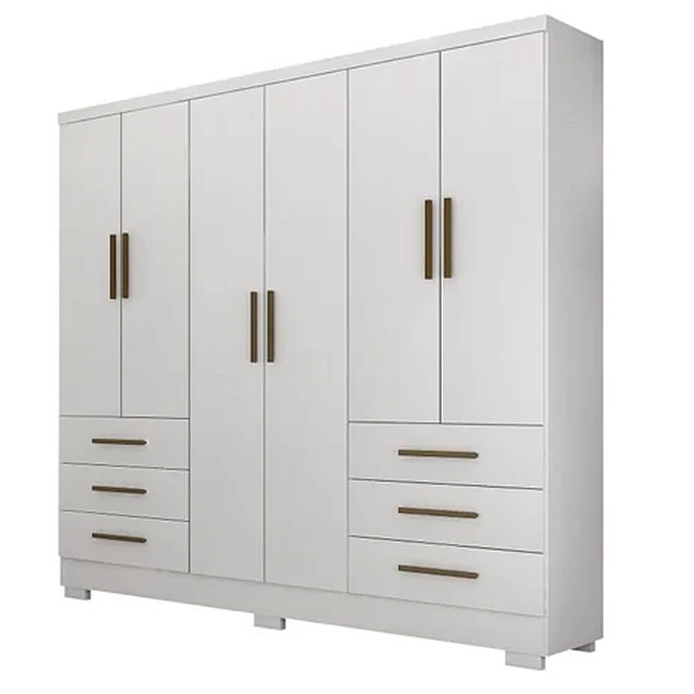 Guarda Roupa Casal 6 Portas 6 Gavetas Encant SEM Espelho Novo Horizonte Cor Branco