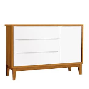 Cômoda Infantil com Porta e 3 Gavetas Classic com Pés Amadeirado - Reller Móveis
