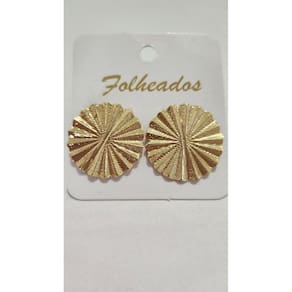 Brinco Dourado em Leque Circular folheado em ouro 18K