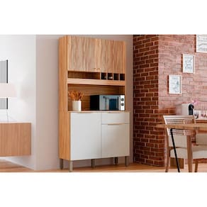 Kit de Cozinha Compacta Moscato 4 Portas e 1 Gaveta 197x101cm Amendoa/Branco - Ronipa