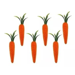 Enfeite Páscoa Cenoura Com 6 Un Laranja 10Cm