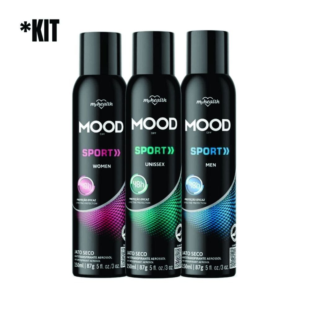 Kit 03 Desodorantes Antitranspirante Mood Care Sport My Health