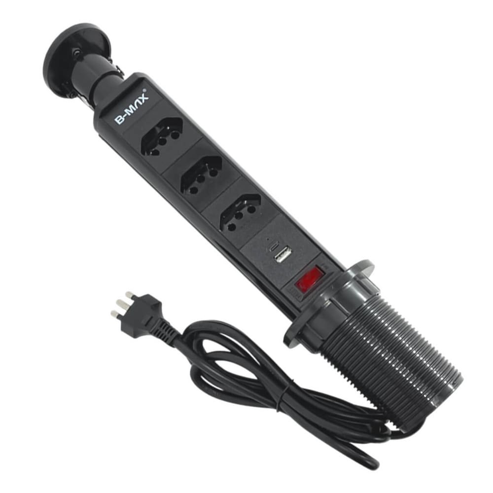 Torre Tomada De Embutir Retrátil 20a 3 Tomadas Usb