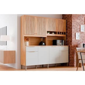 Kit de Cozinha Compacta Concord 8 Portas e 2 Gavetas 200x206cm Amendoa/Branco - Ronipa