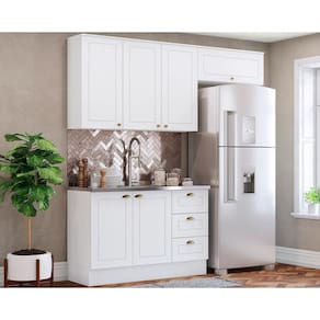 Kit de Cozinha Modulada 3 Peças Americana (2 Aéreos. 1 Balcão) Branco - Henn