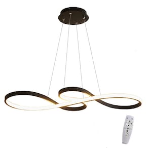 Lustre Led Pendente Infinito Design Moderno Minimalista Luxo Bivolt Preto Brinovar