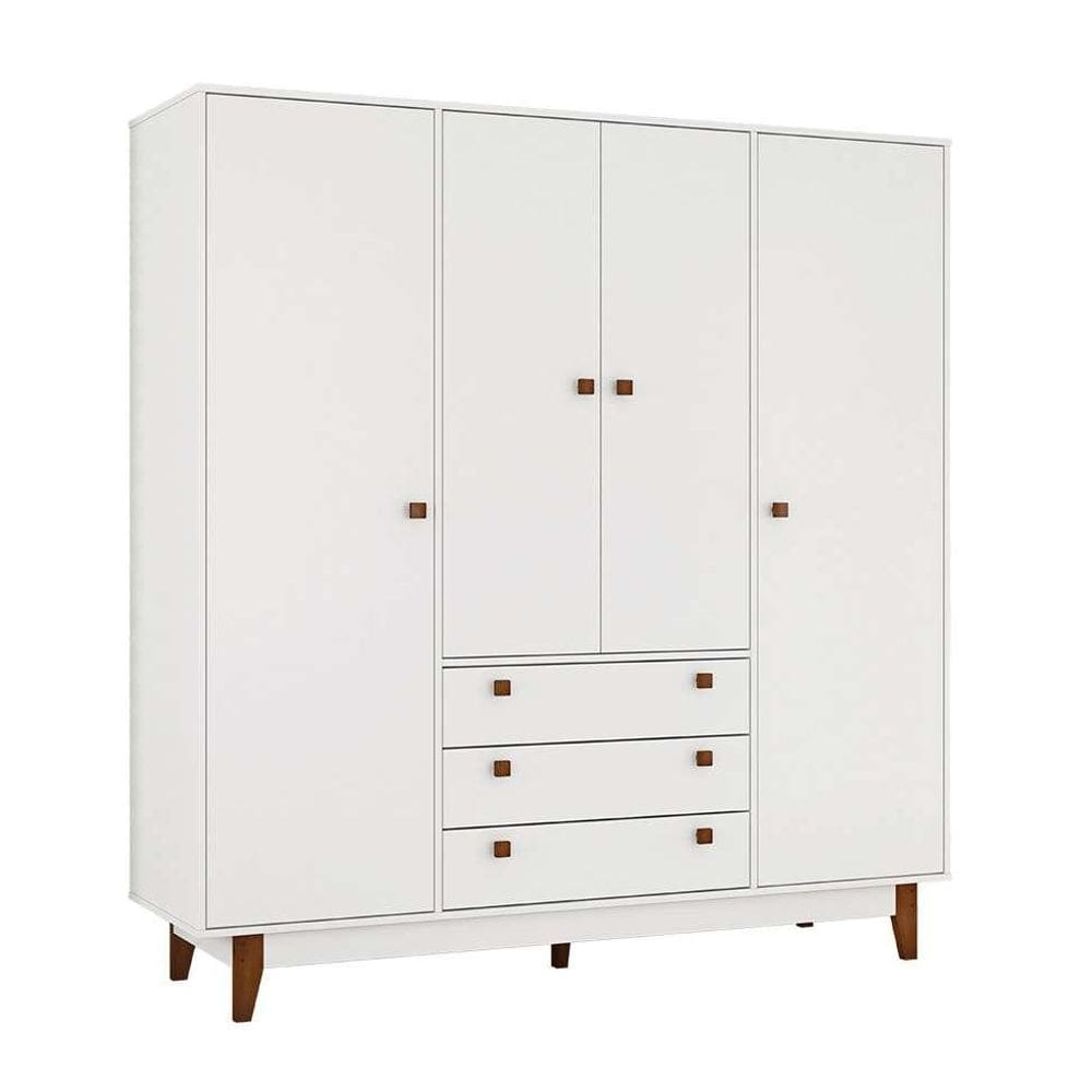 Guarda-Roupa Casal Retrô 4 PT 3 GV Branco