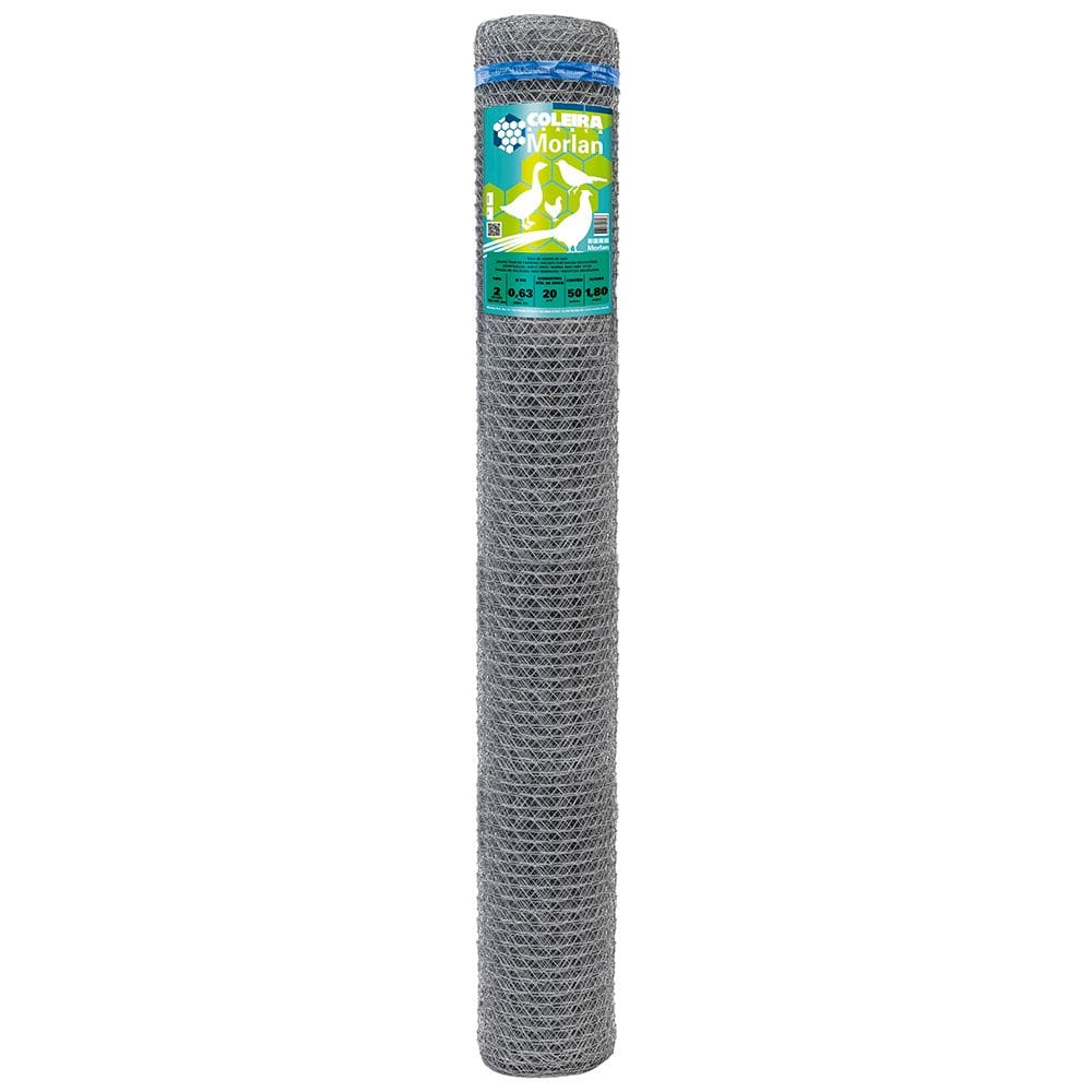 Tela Galinheiro Hexagonal Coleira Branca Malha 2 Fio 23 BWG 1,80 x 50 Metros