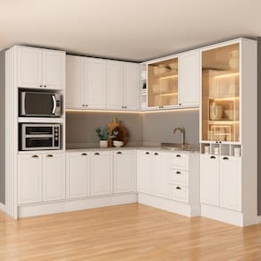Armário de Cozinha Completa s/ Tampo Milla Aura Carraro Branco