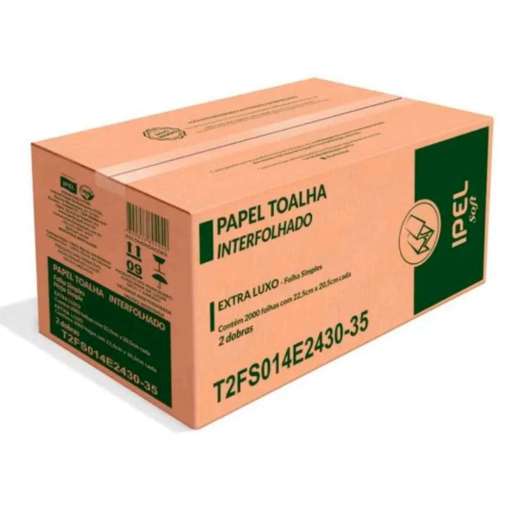 Papel Toalha Interfolha Soft 2 Dobras 22,5x20,5 c/2000 Ipel