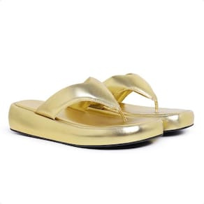 Sandália Feminina de dedo Metalizada Moderna Estilo Flat