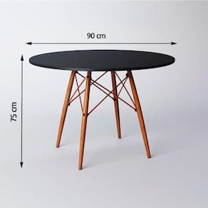 Mesa Eiffel Wood Cobre Tampo De Madeira 90cm Preto