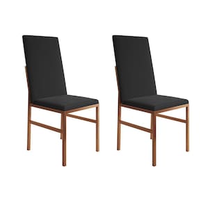 Kit 2 Cadeiras De Jantar Estofadas Mônaco Premium Cobre E Preto