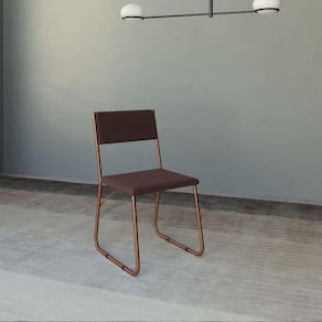 Cadeira De Jantar Estofada Angra Cobre E Marrom