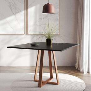 Mesa De Jantar Mônaco 110cm Tampo Preto Pés Cobre Preto