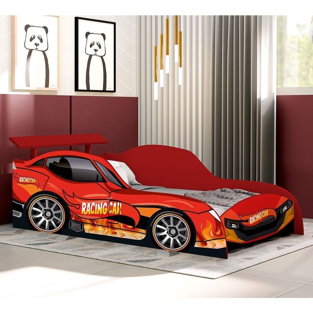 Cama De Solteiro Carros Menino Vermelho Racing Car Vermelho