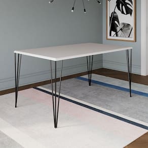 Mesa De Jantar Elen Retangular Tampo De Madeira 140x80cm Branco