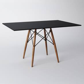 Mesa Eiffel Wood Tampo Retangular De Madeira 120x75cm Preto