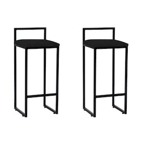 Kit 2 Banquetas Bistrô Alta Industriais Em Aço Dori Preto Assento Corino Preto