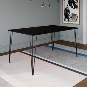 Mesa De Jantar Elen Retangular Tampo De Madeira 140x80cm Preto