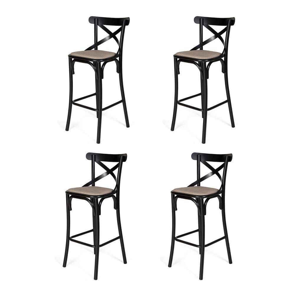 Kit 4 Banquetas Katrina Em Aço Preto