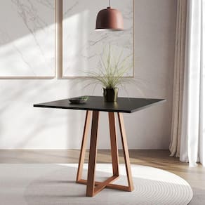 Mesa De Jantar Mônaco 90cm Preta Base Cobre Preto
